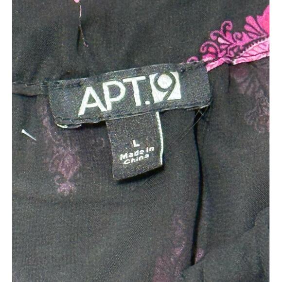 APT.9 Black Pink Paisley Off Shoulder Flutter Sleeve Peasant Top Size Large - Picture 4 of 8